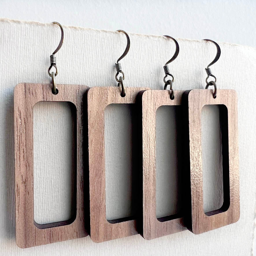 Kate Wood Drop Earrings - Natural Wood Drop Earrings