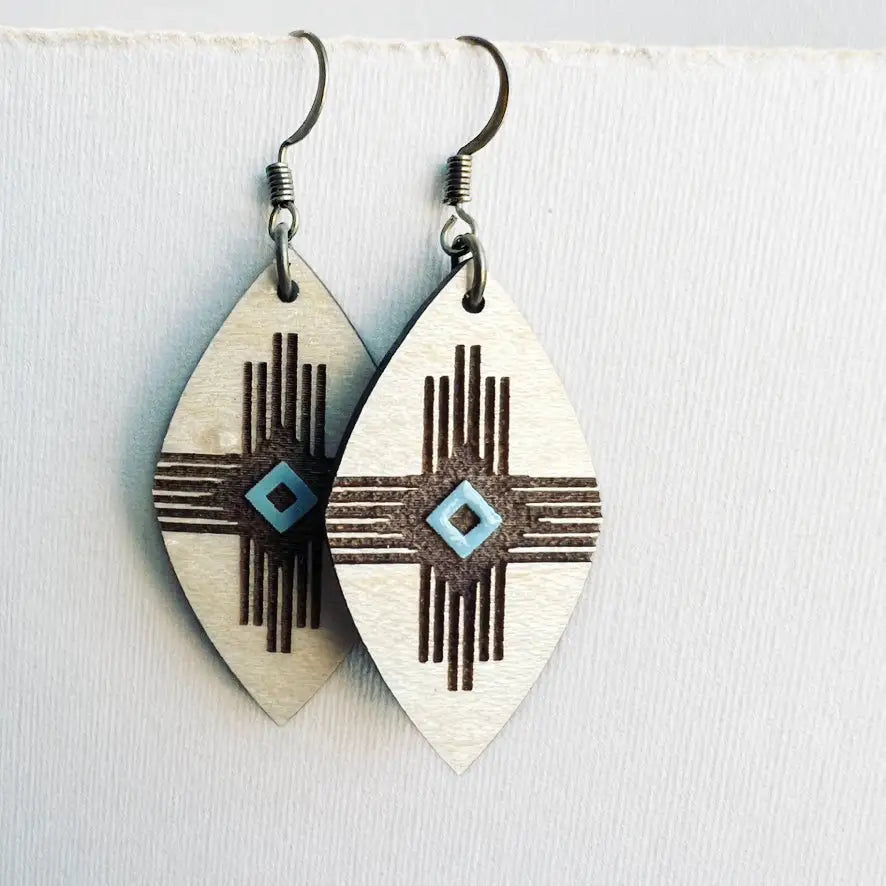 Loretta Wood Drop Earrings - 1.5 Inch / Wayward Blue - Painted Wood Drop Earrings