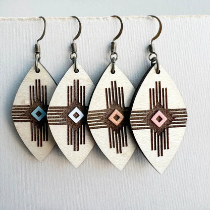 Loretta Wood Drop Earrings - Painted Wood Drop Earrings Southwestern-inspired wood earrings with intricate laser-cut design. Lightweight, sustainable, and perfect for adding rustic charm to your everyday style.