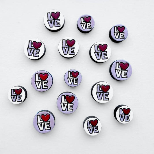 Love Wood Stud Earrings - Painted Wood Stud Earrings