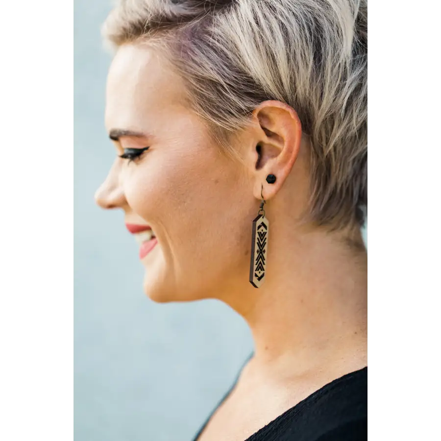 Nahla Wood Drop Earrings - 1 x 2 Inch - Natural Wood Drop Earrings