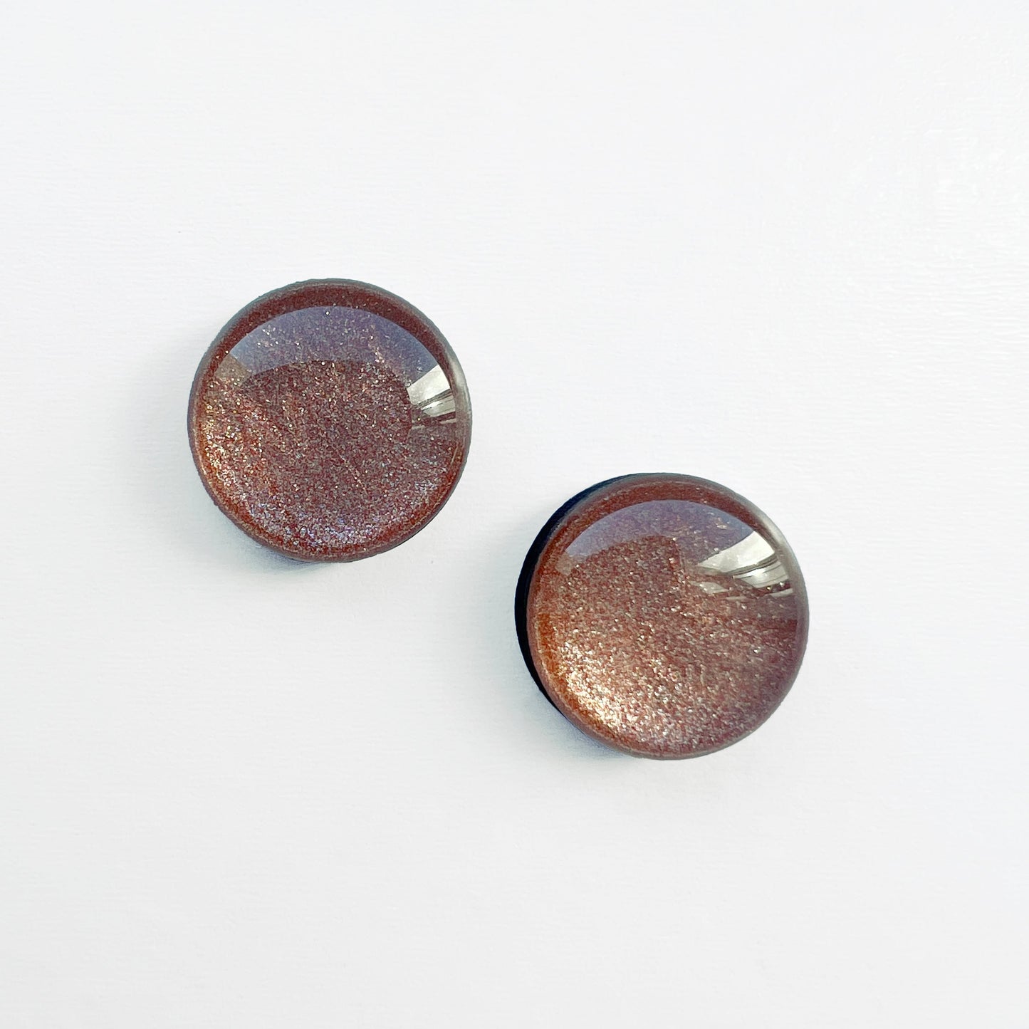 Penny Lane Wood Stud Earrings - 6.5MM - Resin Wood Stud Earrings