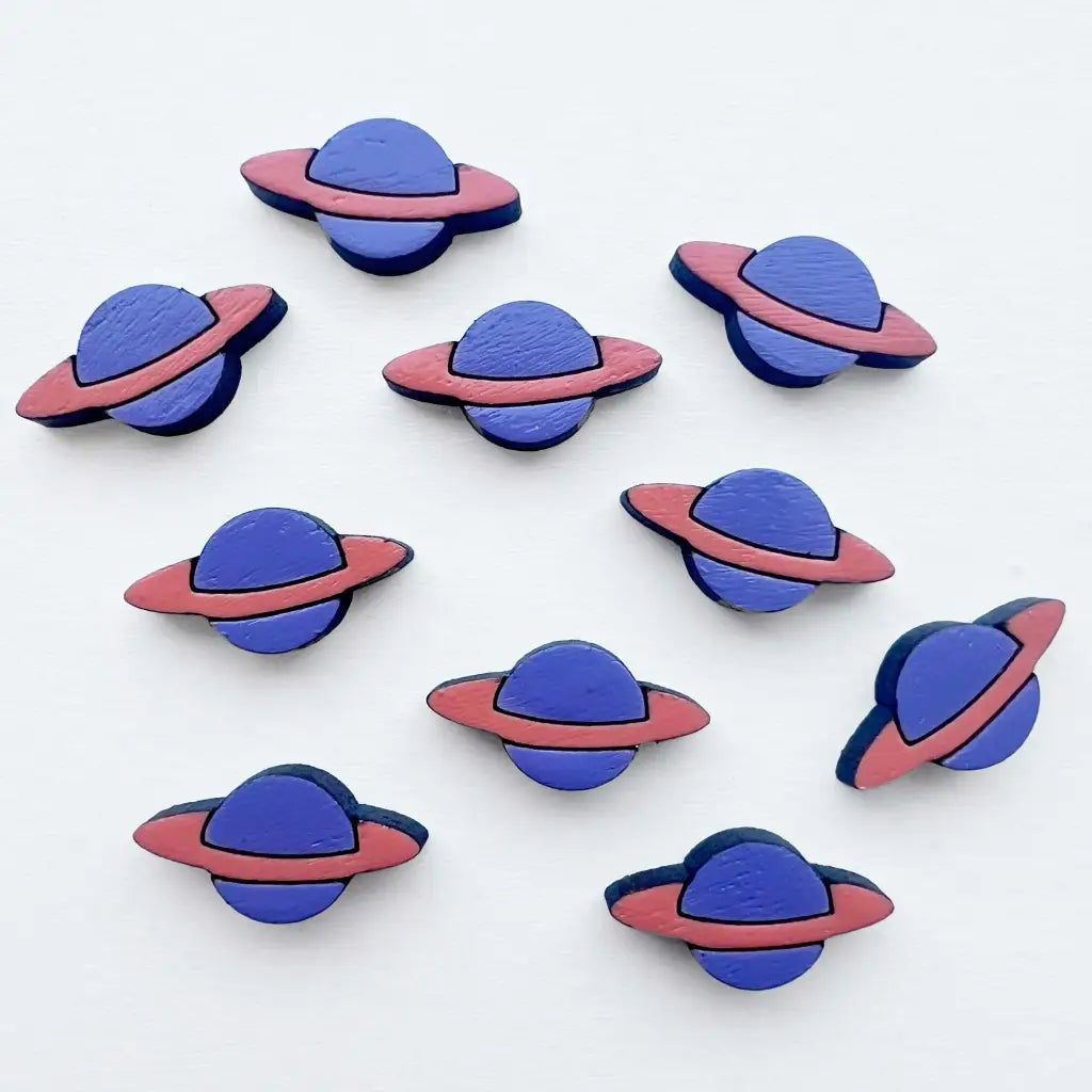 Planets Wood Stud Earrings Titanium Post 