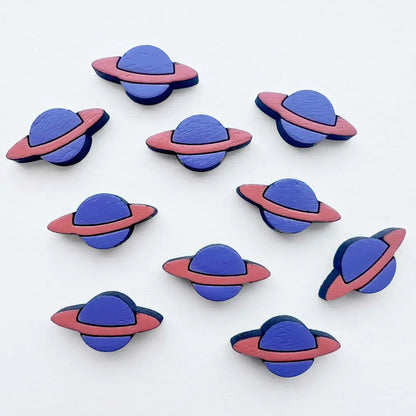 Planets Wood Stud Earrings Titanium Post 