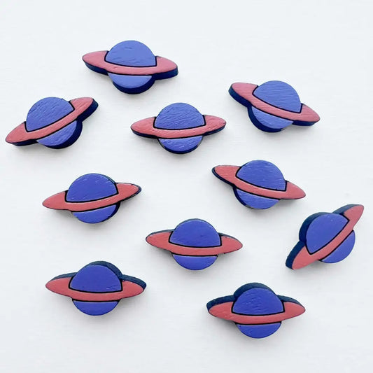 Planets Wood Stud Earrings Titanium Post 