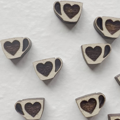 Coffee Cup Wood Stud Earrings