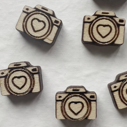 Camera Wood Stud Earrings