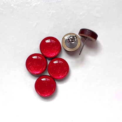 Rose Red Wood Stud Earrings