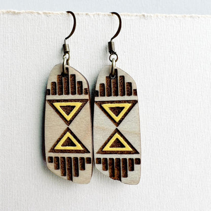 Reba Wood Drop Earrings - 1.5 Inch / Austin City Limit Yellow - Painted Wood Drop Earrings