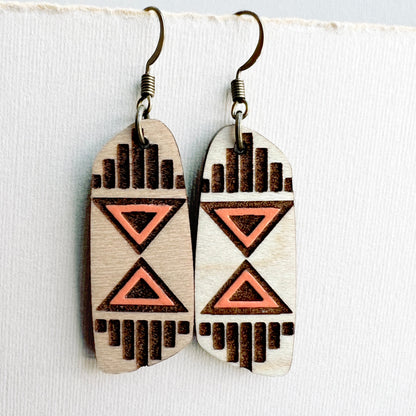 Reba Wood Drop Earrings - 1.5 Inch / Desert Melon - Painted Wood Drop Earrings