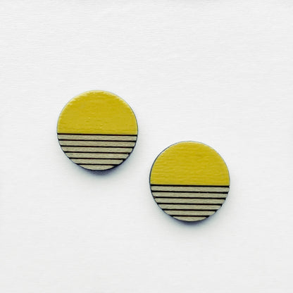 Retro Wood Stud Earrings - 10MM / Austin City Limits Yellow - Painted Wood Stud Earrings