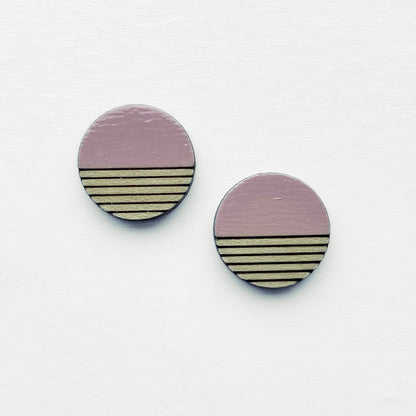 Retro Wood Stud Earrings - 10MM / Hollywood Pink - Painted Wood Stud Earrings