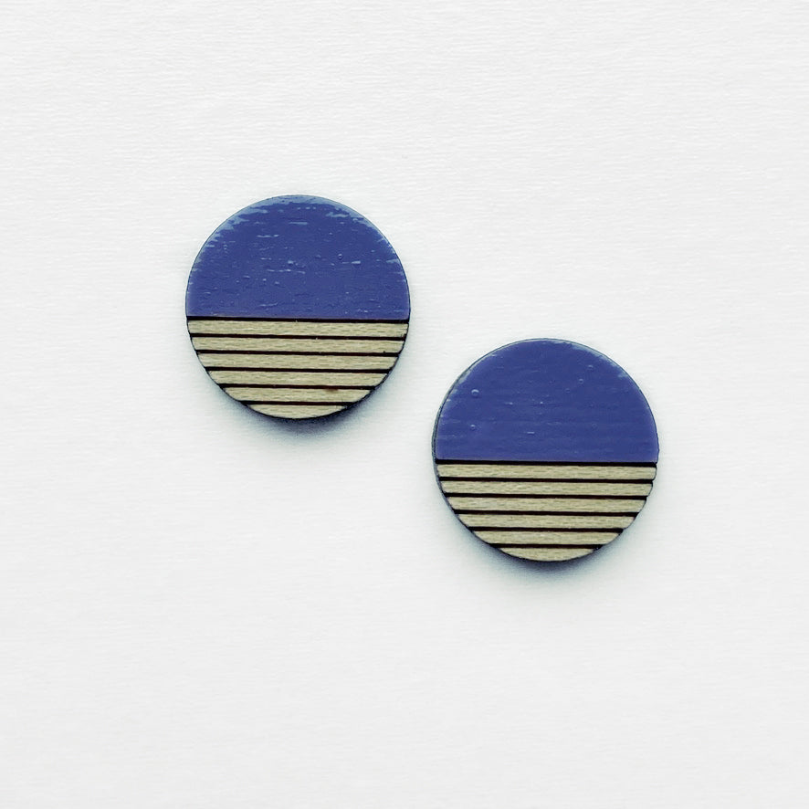 Retro Wood Stud Earrings - 10MM / Lavender - Painted Wood Stud Earrings