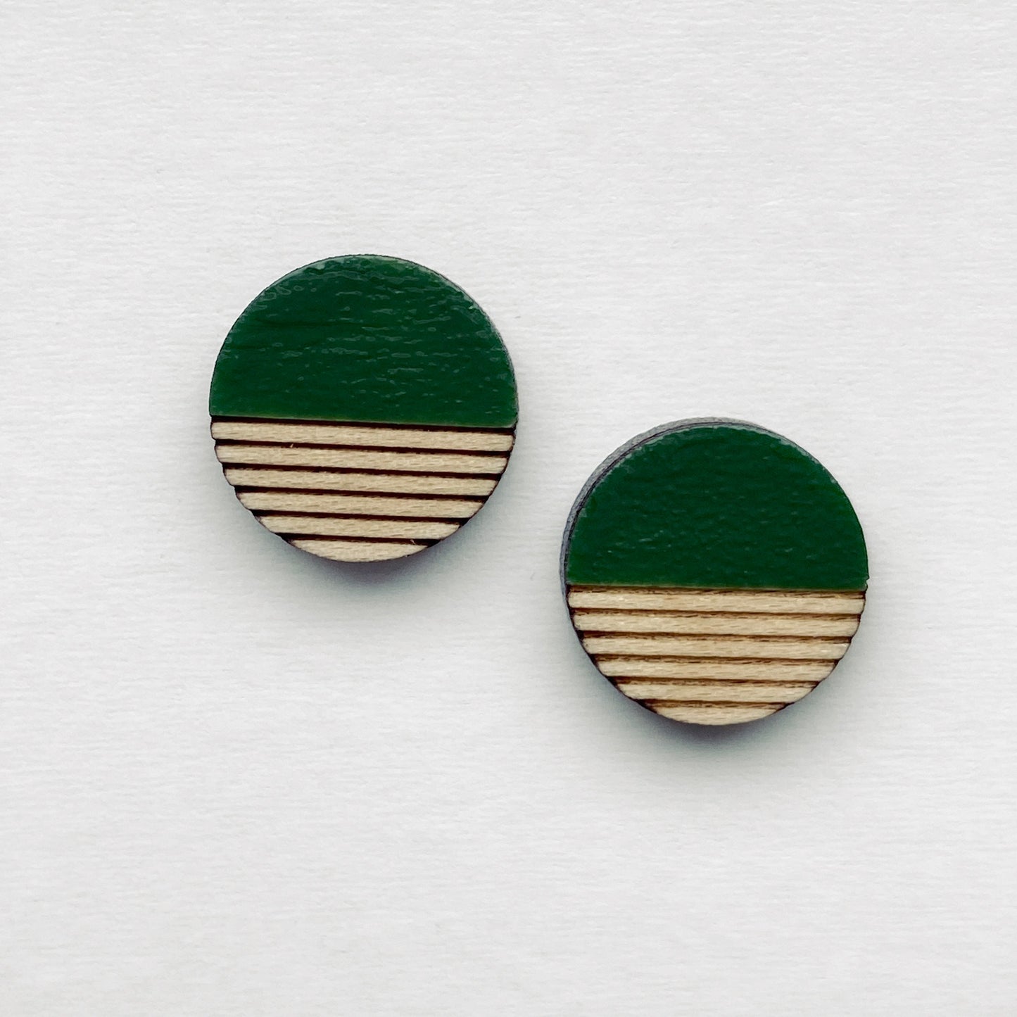 Retro Wood Stud Earrings - 10MM / Wild Child Green - Painted Wood Stud Earrings