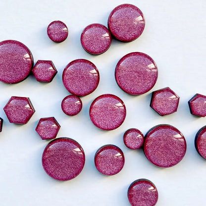 Rose Quartz Wood Stud Earrings - Resin Wood Stud Earrings