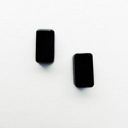 Rounded Rectangle Wood Studs - Black - Painted Wood Stud Earrings