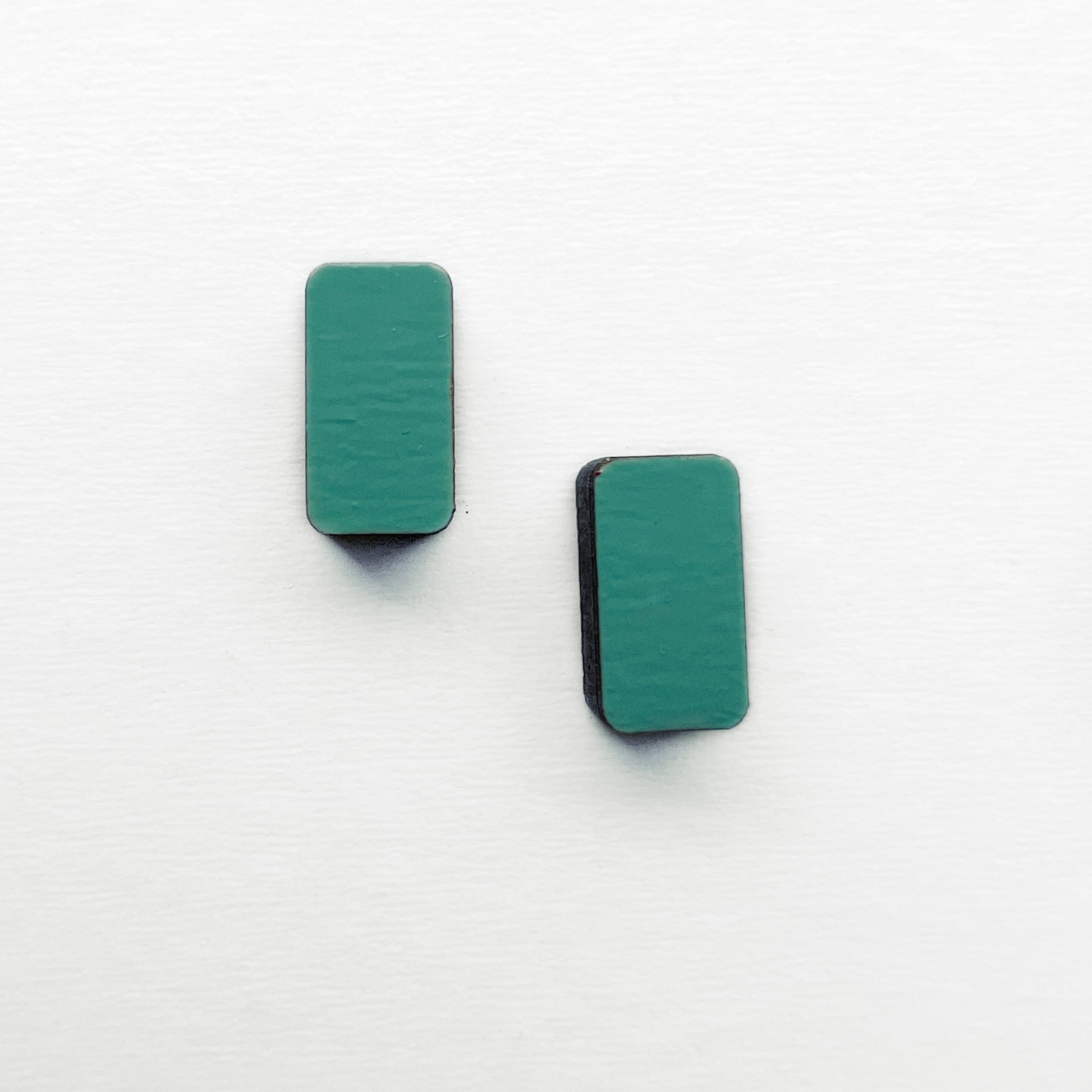 Rounded Rectangle Wood Studs - South x Southwest Turquoise - Painted Wood Stud Earrings