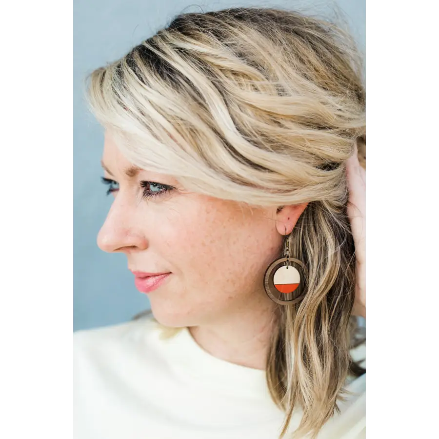 Sandra Wood Drop Earrings - Painted Wood Drop Earrings