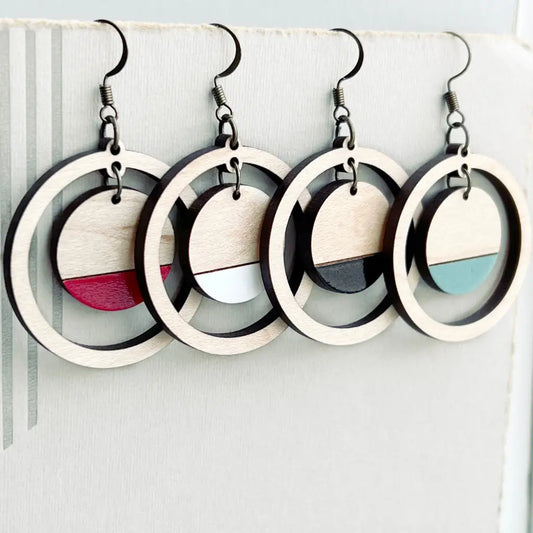 Sandra Wood Drop Earrings - Painted Wood Drop Earrings