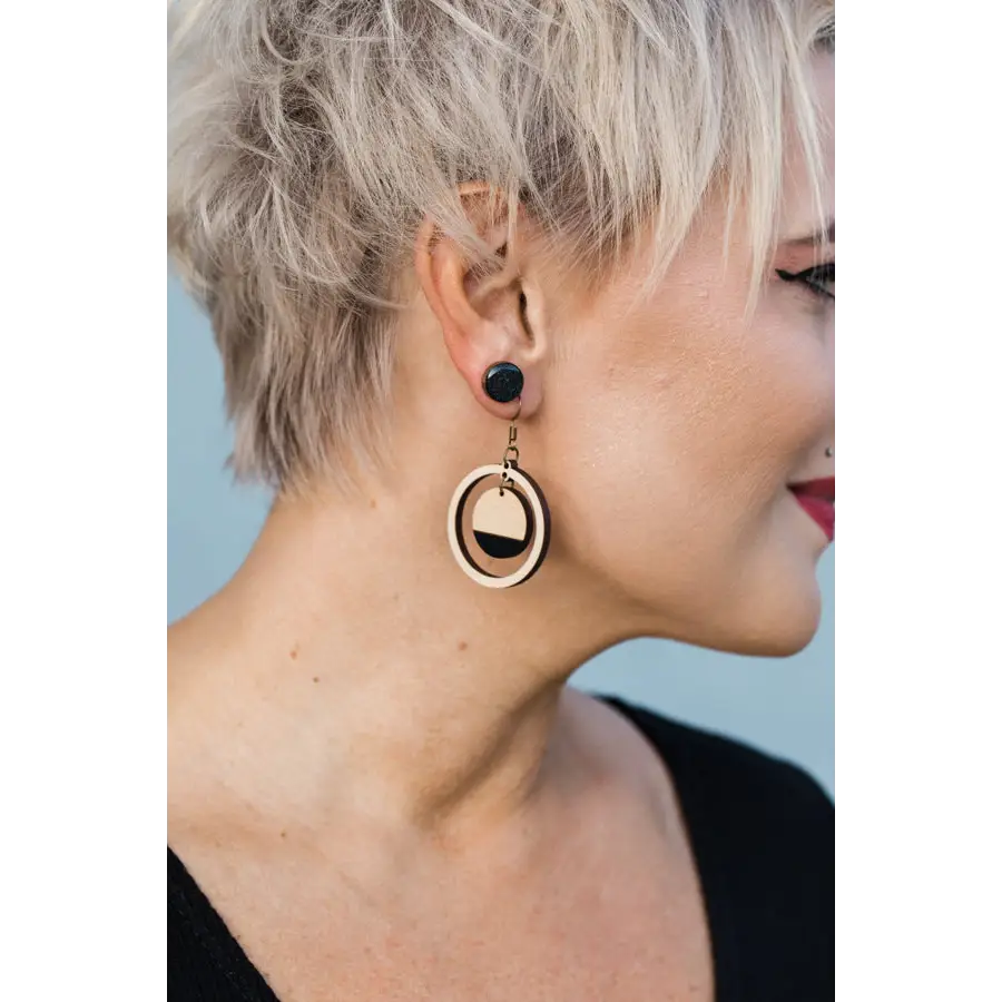 Sandra Wood Drop Earrings - Painted Wood Drop Earrings