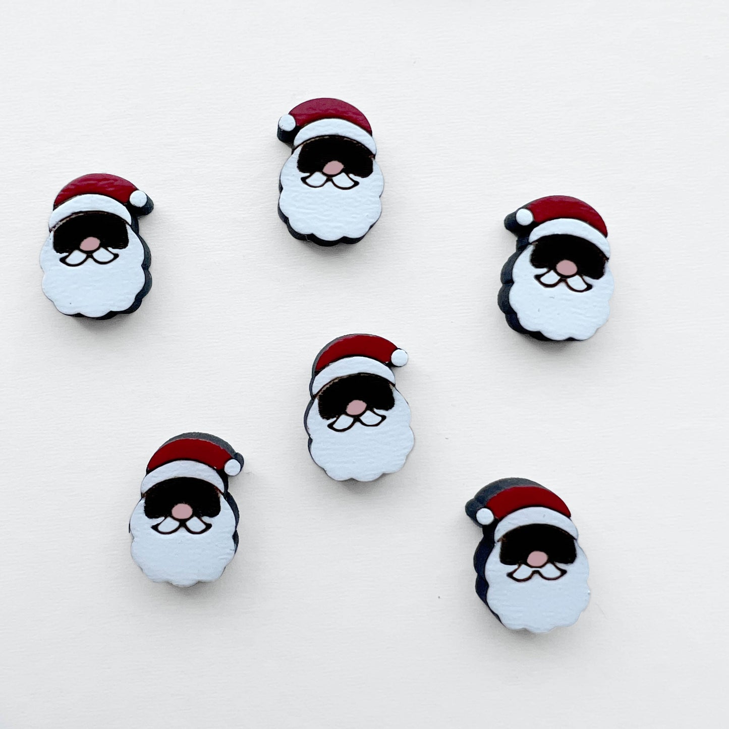 Santa Wood Stud Earrings #1 - Painted Wood Stud Earrings