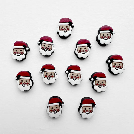 Santa Wood Stud Earrings #2 - 11 x 12mm - Painted Wood Stud Earrings