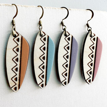 Shelby Wood Drop Earrings - Painted Wood Drop Earrings