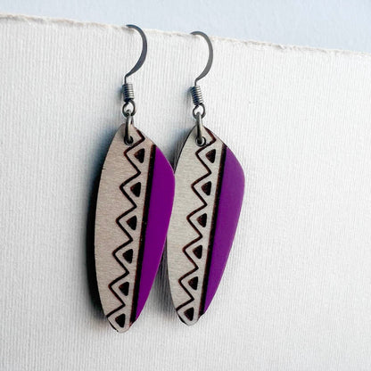 Shelby Wood Drop Earrings - Violet / 1.5 IN - Painted Wood Drop Earrings