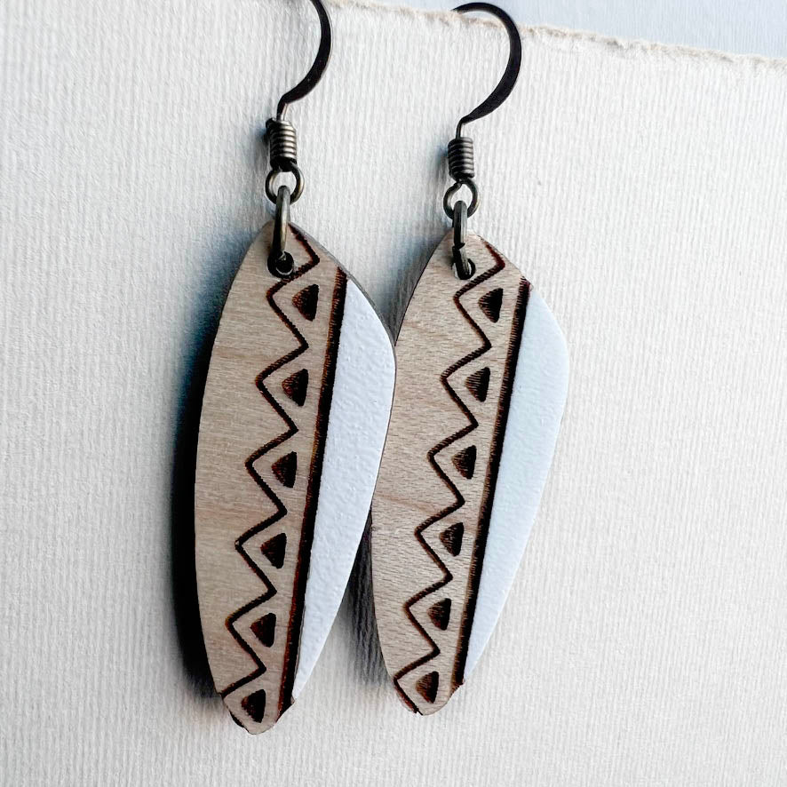 Shelby Wood Drop Earrings - White / 1.5 IN - Painted Wood Drop Earrings