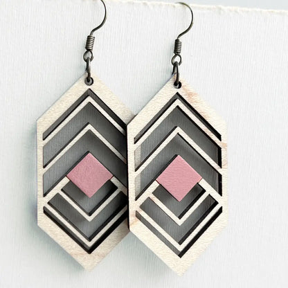 Sierra Wood Drop Earrings - Desert Rose - Painted Wood Drop Earrings
