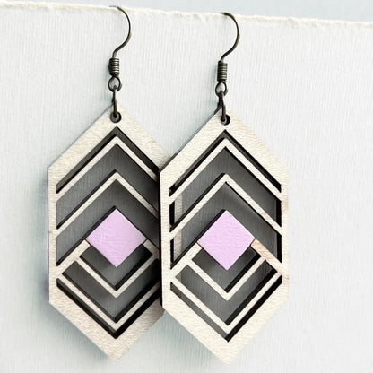 Sierra Wood Drop Earrings - Hollywood Pink - Painted Wood Drop Earrings