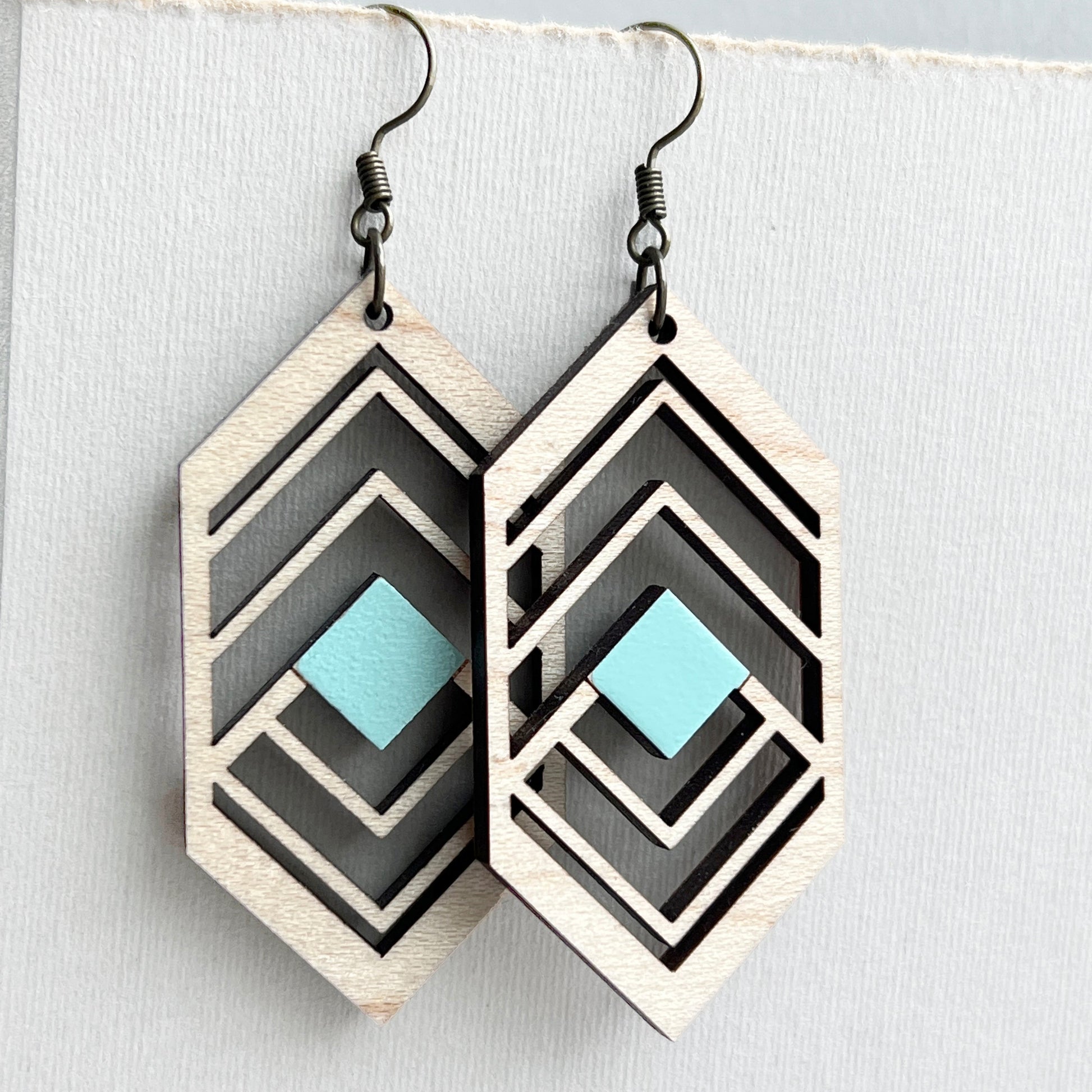 Sierra Wood Drop Earrings - Mesa Verde Mint - Painted Wood Drop Earrings