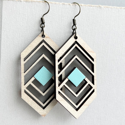 Sierra Wood Drop Earrings - Mesa Verde Mint - Painted Wood Drop Earrings