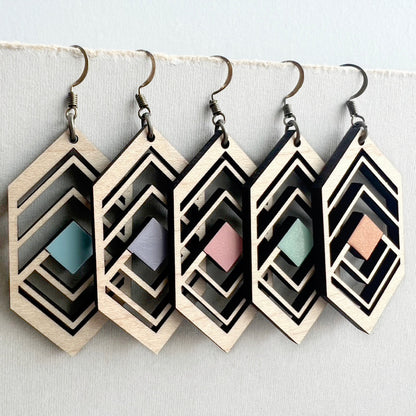 Sierra Wood Drop Earrings - Painted Wood Drop Earrings