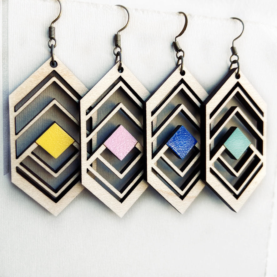 Sierra Wood Drop Earrings - Painted Wood Drop Earrings