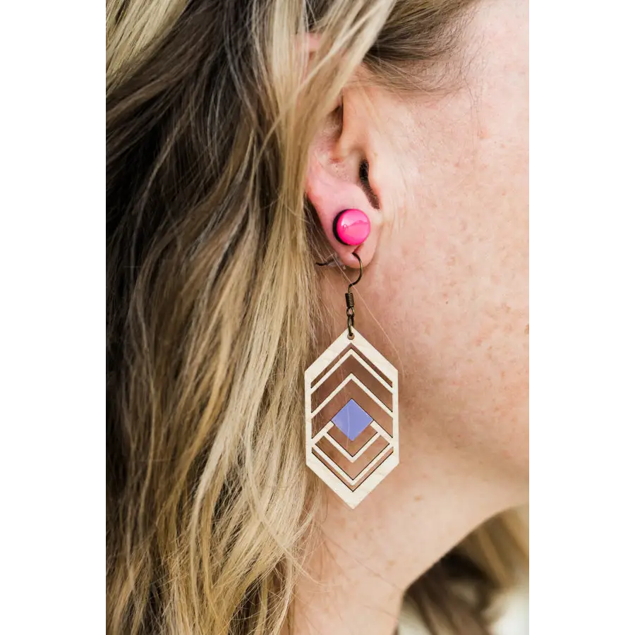 Sierra Wood Drop Earrings - Painted Wood Drop Earrings