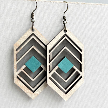 Sierra Wood Drop Earrings - South by Southwest Turquoise - Painted Wood Drop Earrings