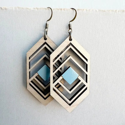 Sierra Wood Drop Earrings - Wayward Blue - Painted Wood Drop Earrings