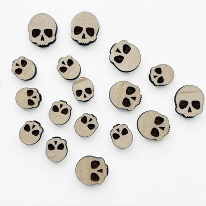 Maple Skull Wood Earrings Halloween