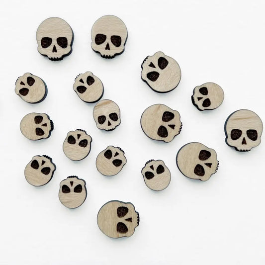 Maple Skull Wood Earrings Halloween