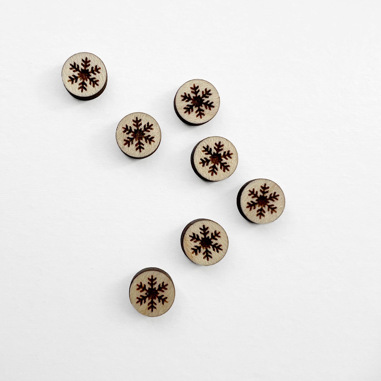 Snowflake Wood Stud Earrings - Natural Wood Stud Earrings