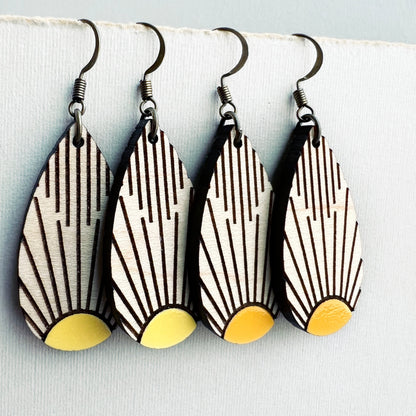 Sol Wood Drop Earrings - Painted Wood Drop Earrings