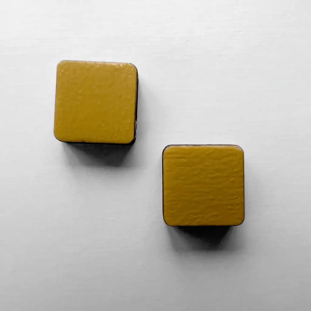 Square  Wood Earrings Adobe Sun Yellow