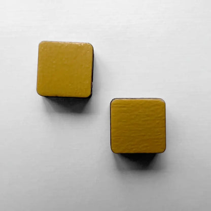 Square  Wood Earrings Adobe Sun Yellow