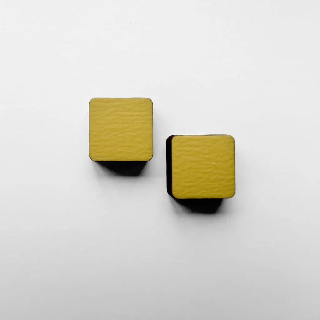 Square Wood Earrings Austin City Limit Yellow