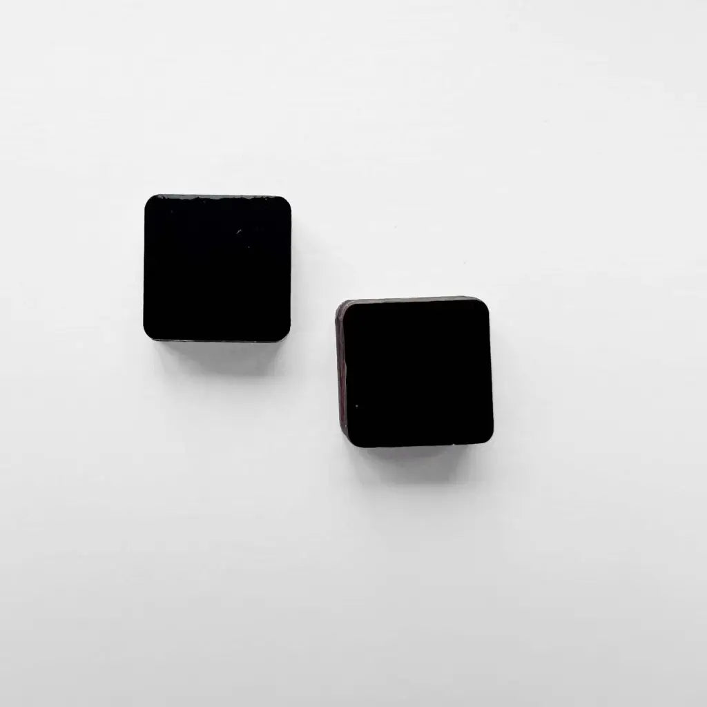 Square Wood Earrings Black