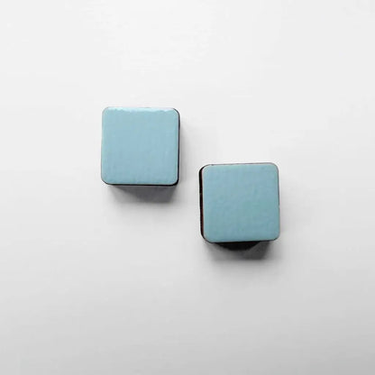 Square Wood Earrings Blue Torch Cactus