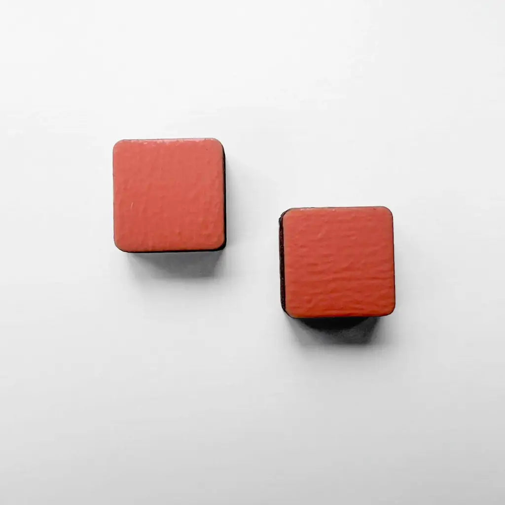 Square Wood Earrings Desert Dawn Apricot