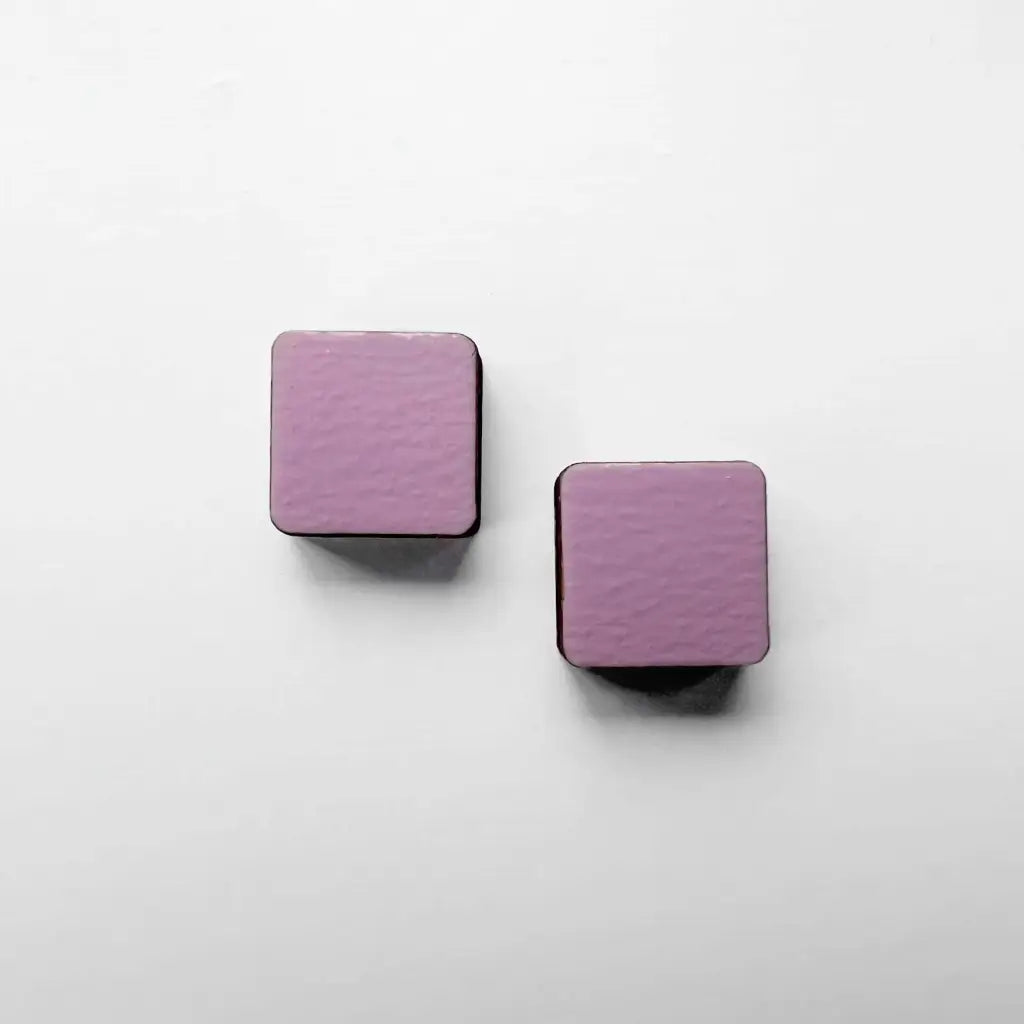 Square Wood Earrings Hollywood Pink