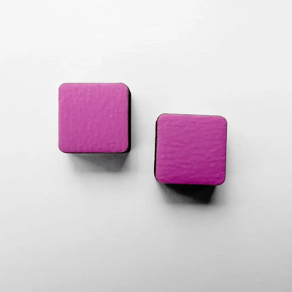 Square Wood Earrings Malibu Pink
